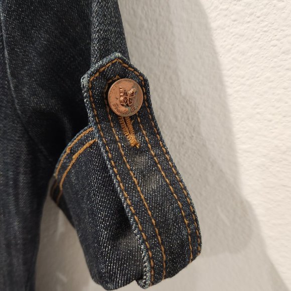 Original Vintage Limited Edition Frankie B Dark Wash Denim Dress Jumpsuit Size 2 - Picture 7 of 11